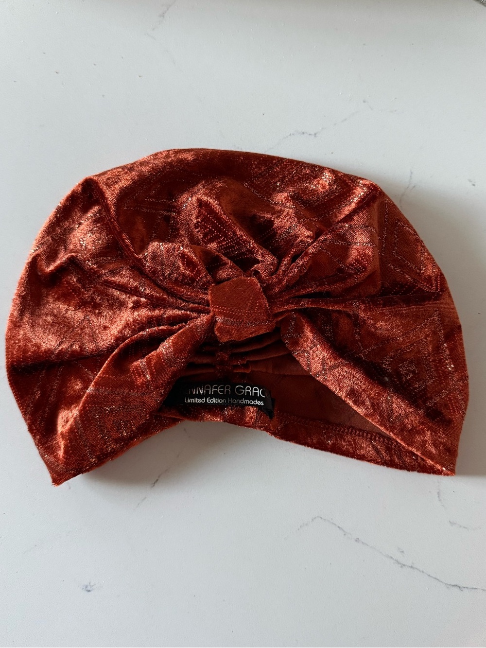 Limited Edition Velvet Knot Turban Headband - Rust